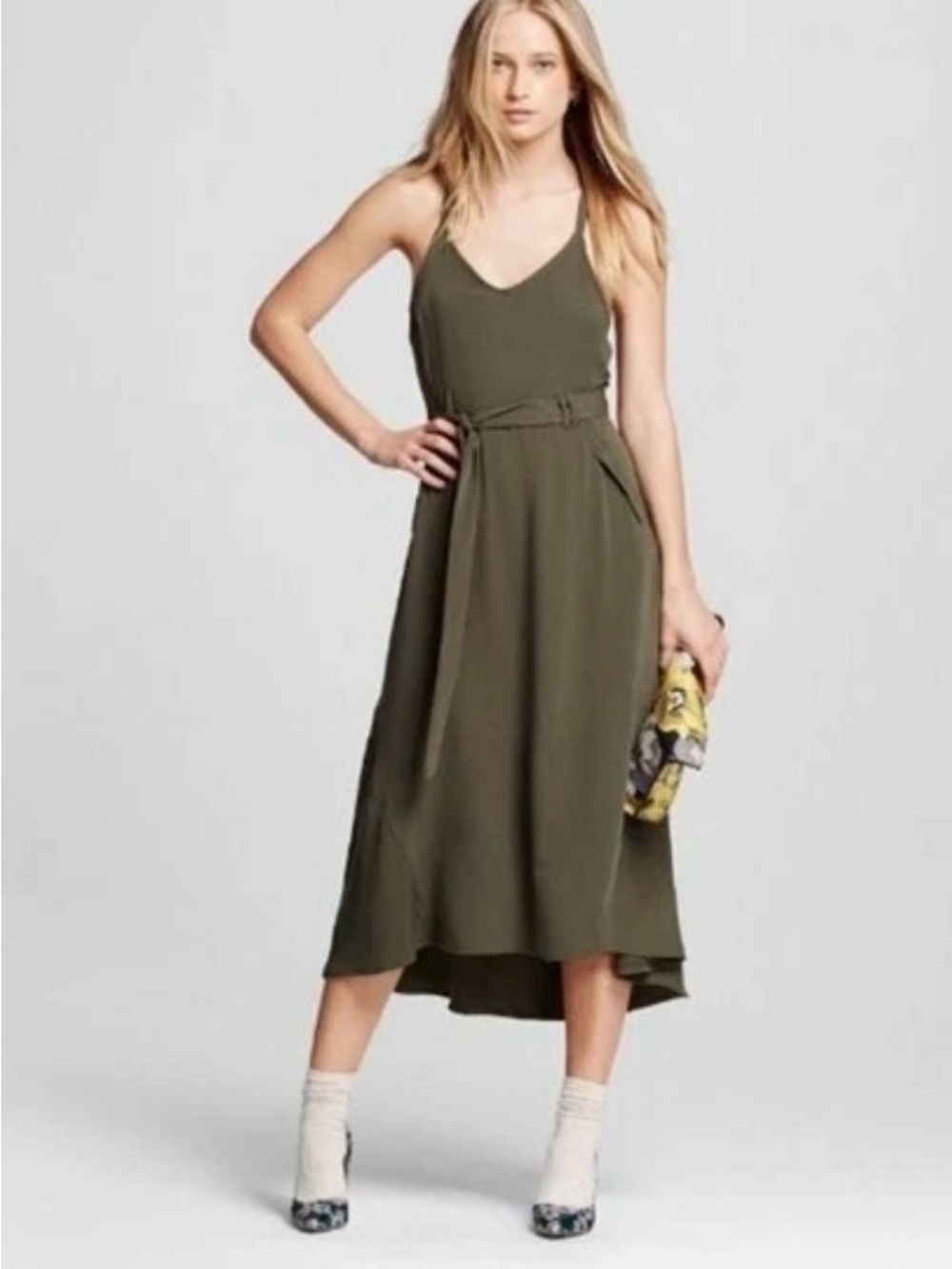 Who What Wear green hi-low midi dress size small